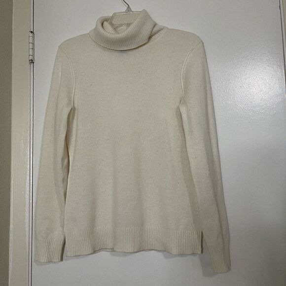 ANTONIO MELANI Ivory white Turtle neck knit cashmere pullover sweater MEDIUM - Picture 1 of 4